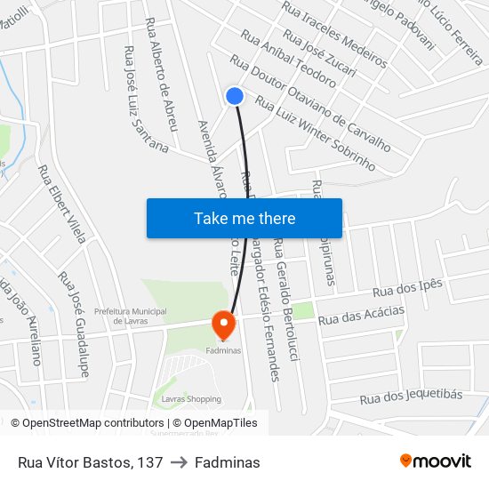 Rua Vítor Bastos, 137 to Fadminas map