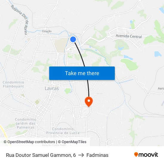 Rua Doutor Samuel Gammon, 6 to Fadminas map