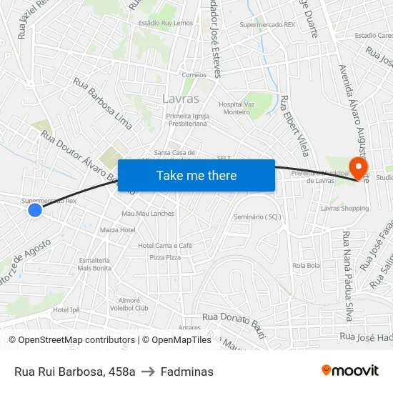 Rua Rui Barbosa, 458a to Fadminas map