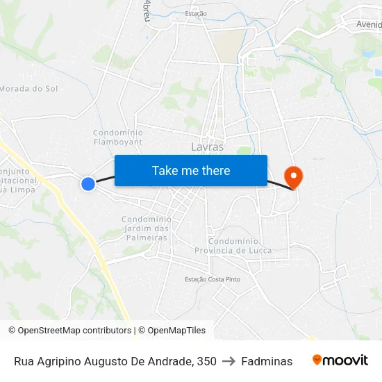 Rua Agripino Augusto De Andrade, 350 to Fadminas map
