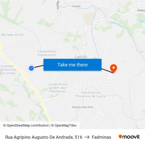 Rua Agripino Augusto De Andrade, 516 to Fadminas map