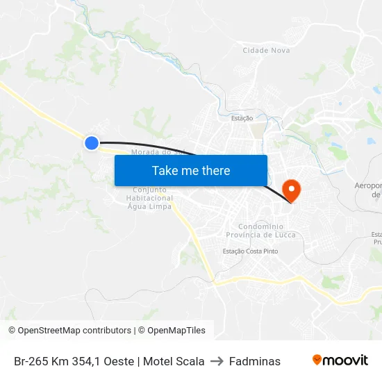 Br-265 Km 354,1 Oeste | Motel Scala to Fadminas map