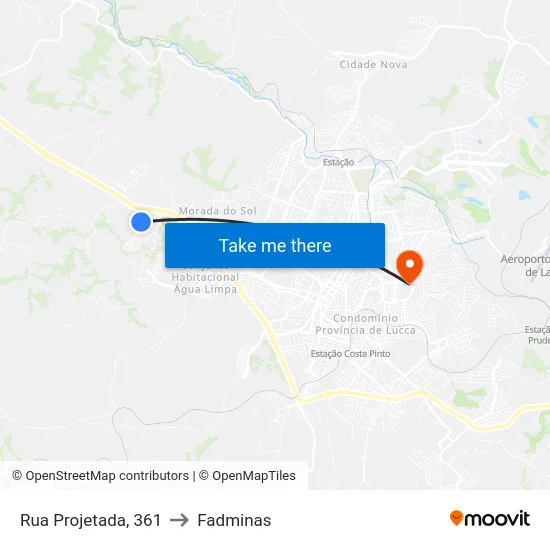 Rua Projetada, 361 to Fadminas map