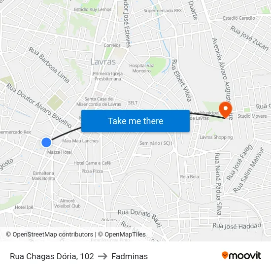 Rua Chagas Dória, 102 to Fadminas map