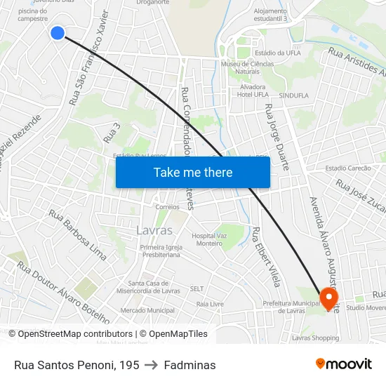 Rua Santos Penoni, 195 to Fadminas map
