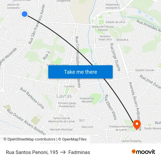 Rua Santos Penoni, 195 to Fadminas map