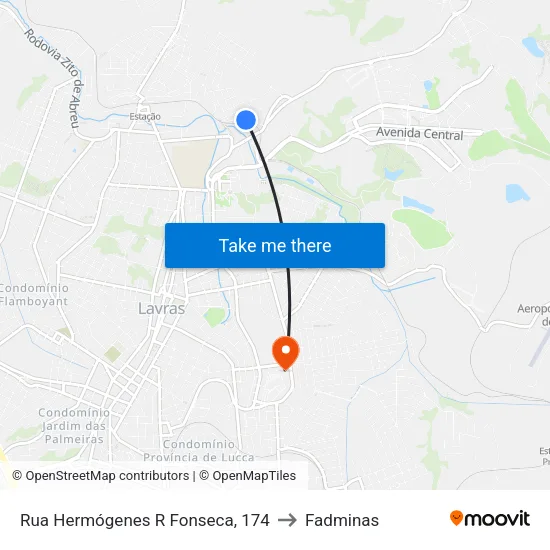 Rua Hermógenes R Fonseca, 174 to Fadminas map