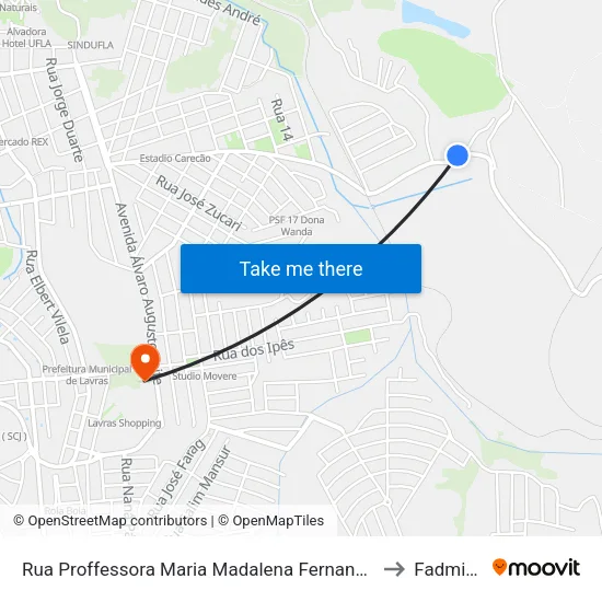 Rua Proffessora Maria Madalena Fernandes, 1151 to Fadminas map