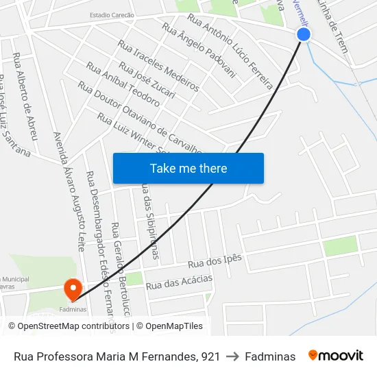 Rua Professora Maria M Fernandes, 921 to Fadminas map