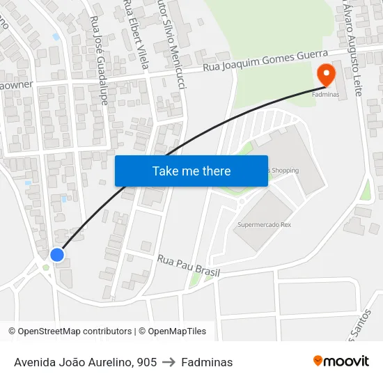 Avenida João Aurelino, 905 to Fadminas map