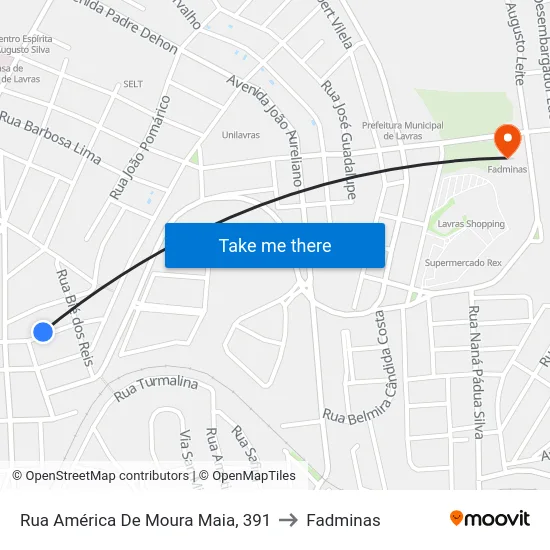 Rua América De Moura Maia, 391 to Fadminas map