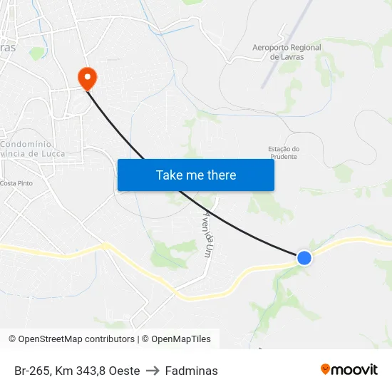 Br-265, Km 343,8 Oeste to Fadminas map