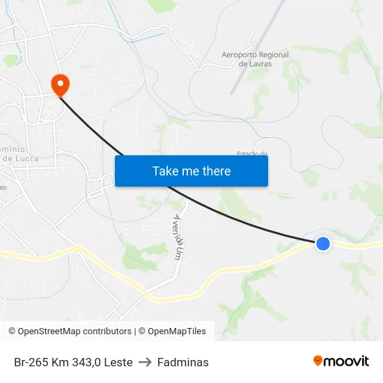 Br-265 Km 343,0 Leste to Fadminas map