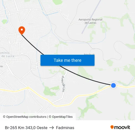 Br-265 Km 343,0 Oeste to Fadminas map