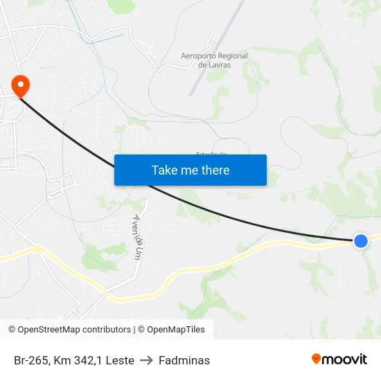 Br-265, Km 342,1 Leste to Fadminas map