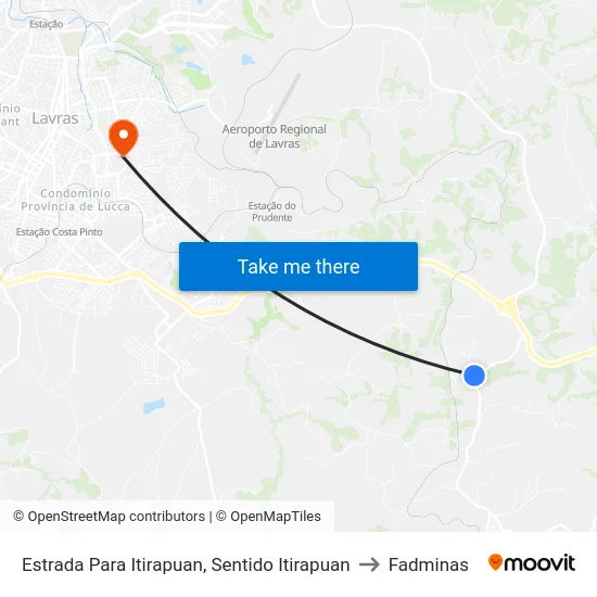 Estrada Para Itirapuan, Sentido Itirapuan to Fadminas map