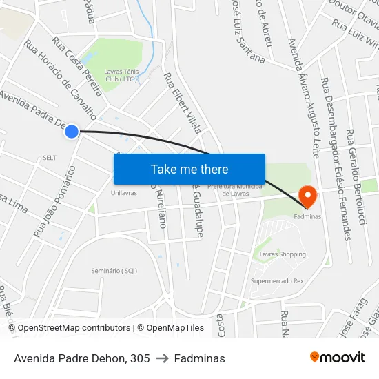 Avenida Padre Dehon, 305 to Fadminas map