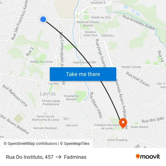 Rua Do Instituto, 457 to Fadminas map