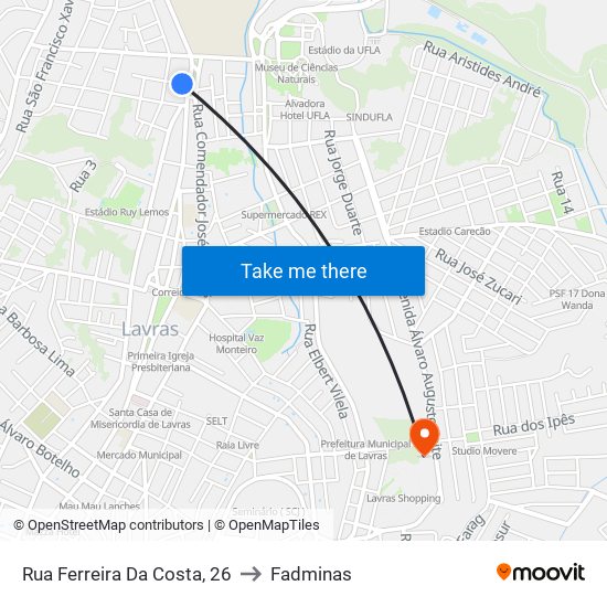 Rua Ferreira Da Costa, 26 to Fadminas map