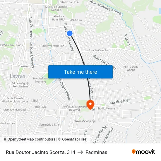 Rua Doutor Jacinto Scorza, 314 to Fadminas map