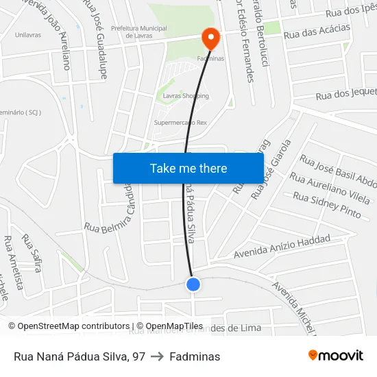 Rua Naná Pádua Silva, 97 to Fadminas map
