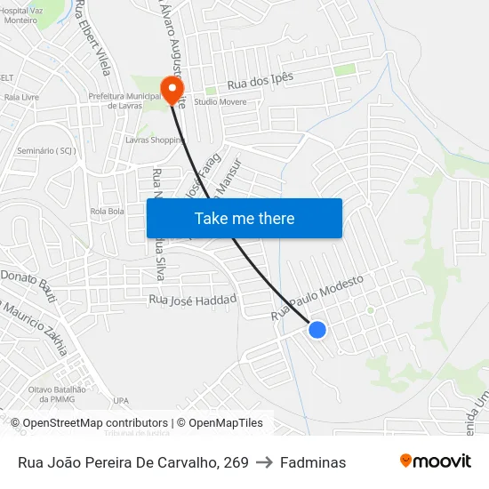 Rua João Pereira De Carvalho, 269 to Fadminas map