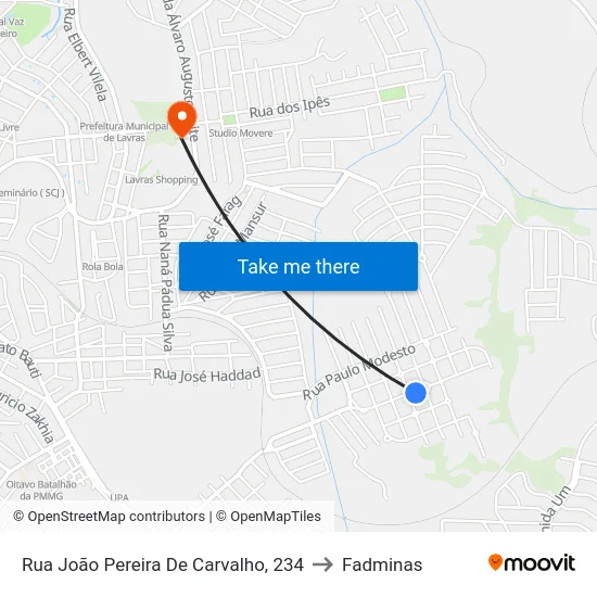 Rua João Pereira De Carvalho, 234 to Fadminas map