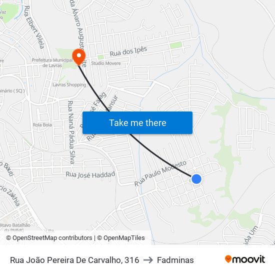 Rua João Pereira De Carvalho, 316 to Fadminas map
