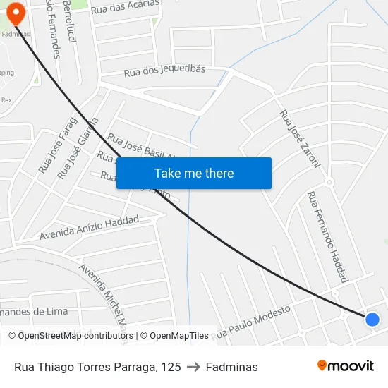 Rua Thiago Torres Parraga, 125 to Fadminas map