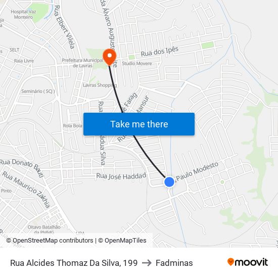 Rua Alcides Thomaz Da Silva, 199 to Fadminas map