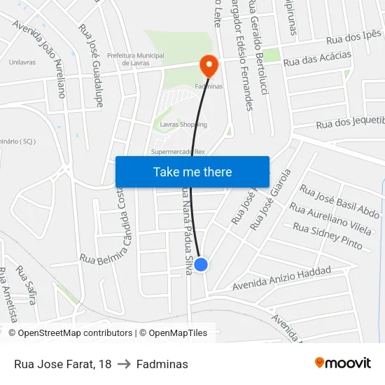 Rua Jose Farat, 18 to Fadminas map