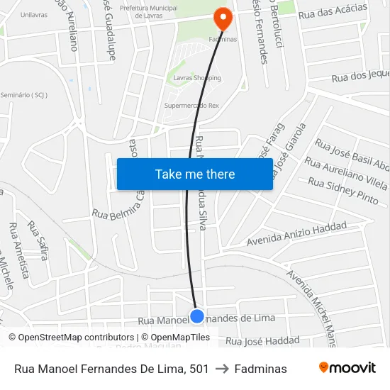 Rua Manoel Fernandes De Lima, 501 to Fadminas map