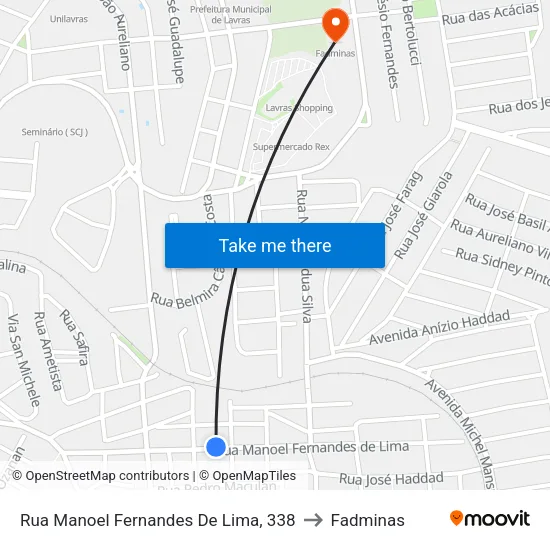 Rua Manoel Fernandes De Lima, 338 to Fadminas map