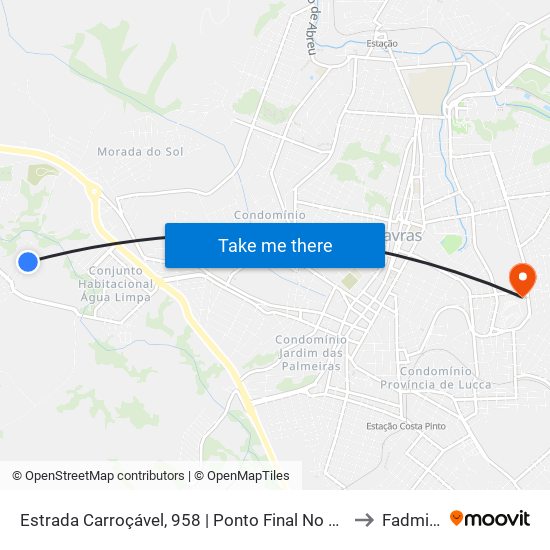Estrada Carroçável, 958 | Ponto Final No Mundo Novo to Fadminas map