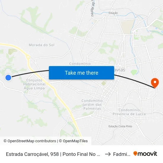 Estrada Carroçável, 958 | Ponto Final No Mundo Novo to Fadminas map