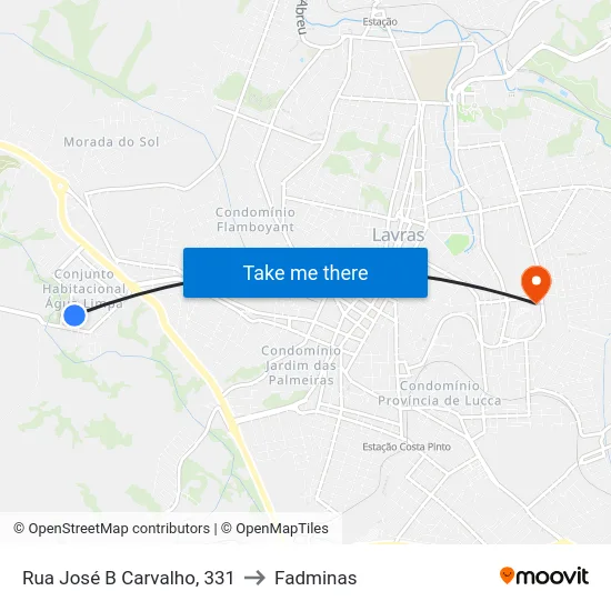 Rua José B Carvalho, 331 to Fadminas map