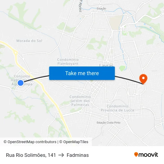 Rua Rio Solimões, 141 to Fadminas map