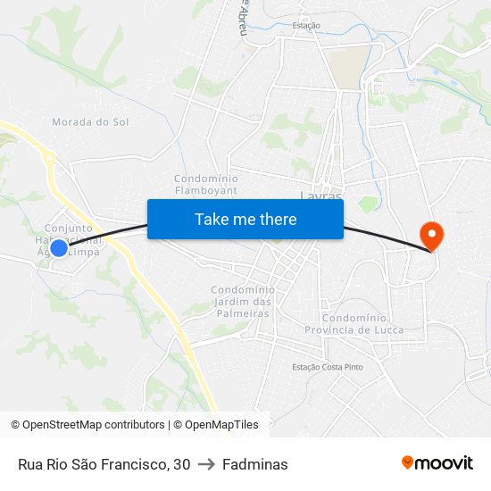 Rua Rio São Francisco, 30 to Fadminas map