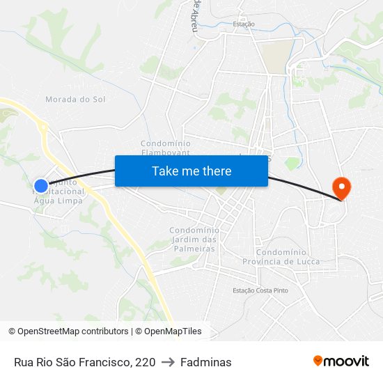 Rua Rio São Francisco, 220 to Fadminas map