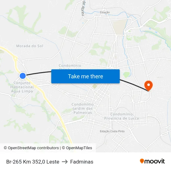 Br-265 Km 352,0 Leste to Fadminas map