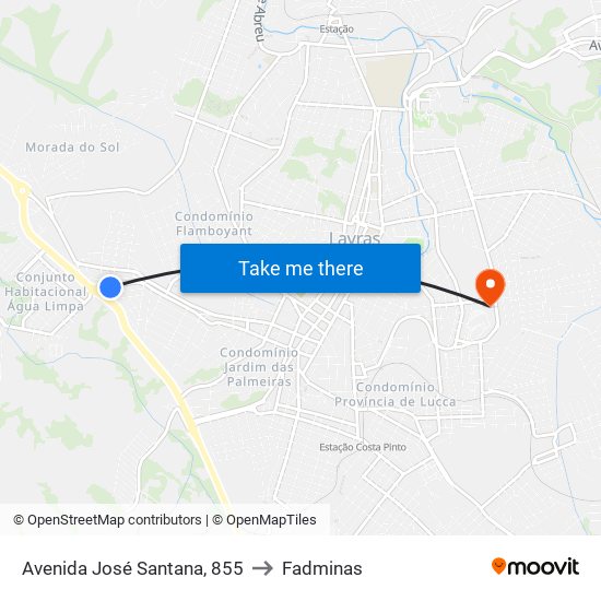 Avenida José Santana, 855 to Fadminas map