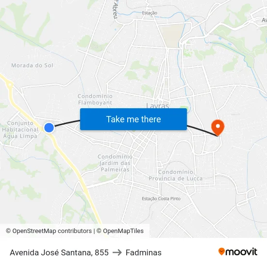 Avenida José Santana, 855 to Fadminas map