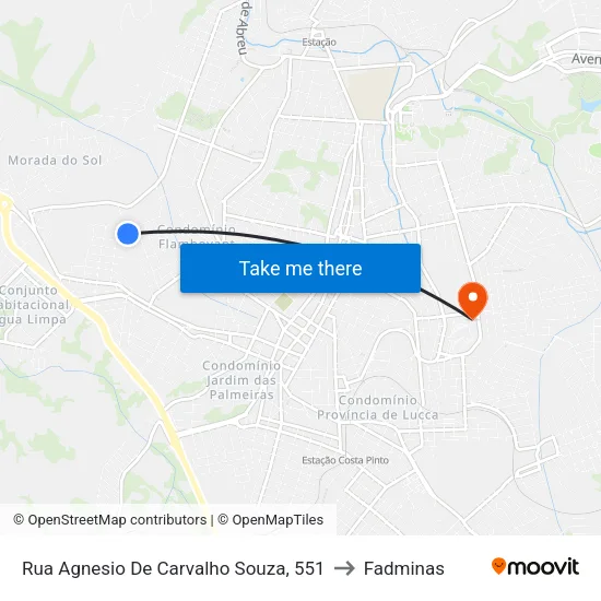 Rua Agnesio De Carvalho Souza, 551 to Fadminas map