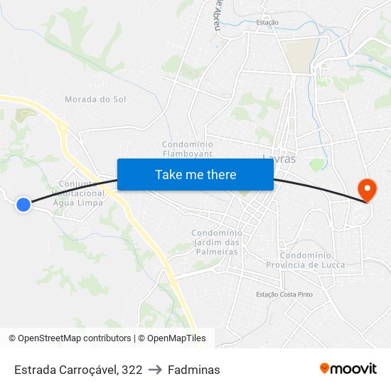 Estrada Carroçável, 322 to Fadminas map