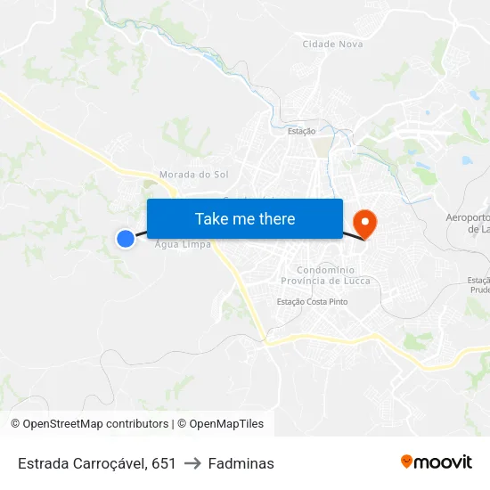 Estrada Carroçável, 651 to Fadminas map