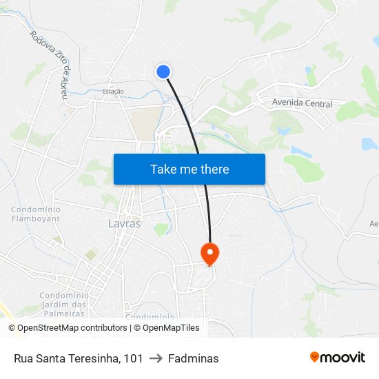 Rua Santa Teresinha, 101 to Fadminas map