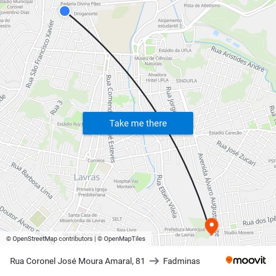 Rua Coronel José Moura Amaral, 81 to Fadminas map