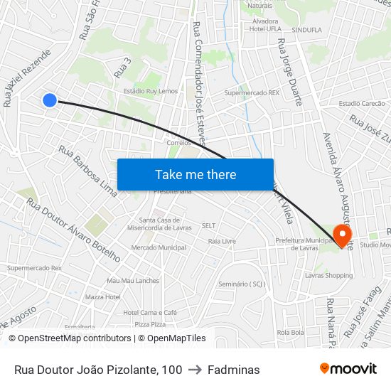 Rua Doutor João Pizolante, 100 to Fadminas map