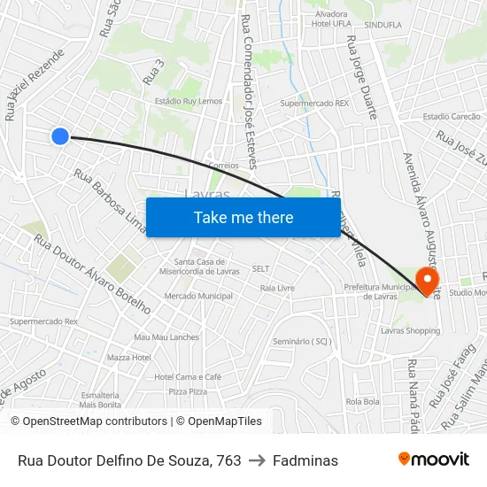Rua Doutor Delfino De Souza, 763 to Fadminas map