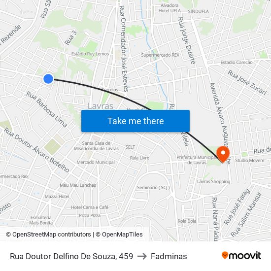 Rua Doutor Delfino De Souza, 459 to Fadminas map